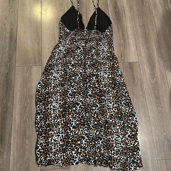 Cleobella Leopard Print Midi Maxi Dress Cheetah Brown Button front - Picture 6 of 9